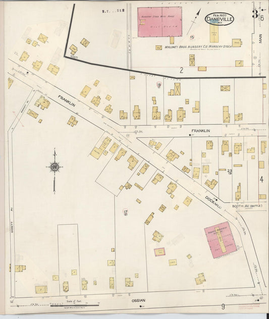 Sanborn Fire Insurance Map from Dansville, Livingston County, New York (1944), Sheet #0003 - Historic Sanborn Fire Insurance Map Print, vintage old map wall art, antique decor, genealogy gift, New York New York map
