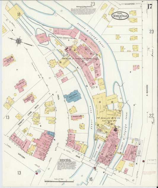 Sanborn Fire Insurance Map from Seneca Falls, Seneca County, New York (1911), Sheet #0017 - Historic Sanborn Fire Insurance Map Print, vintage old map wall art, antique decor, genealogy gift, New York New York map