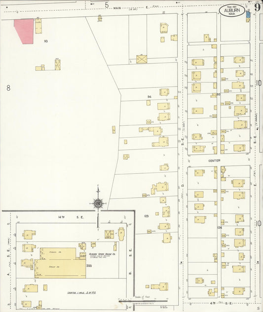 Sanborn Fire Insurance Map from Auburn [see also Slaughter], King County, Washington (1921), Sheet #0009 - Historic Sanborn Fire Insurance Map Print, vintage old map wall art, antique decor, genealogy gift, Washington Washington map