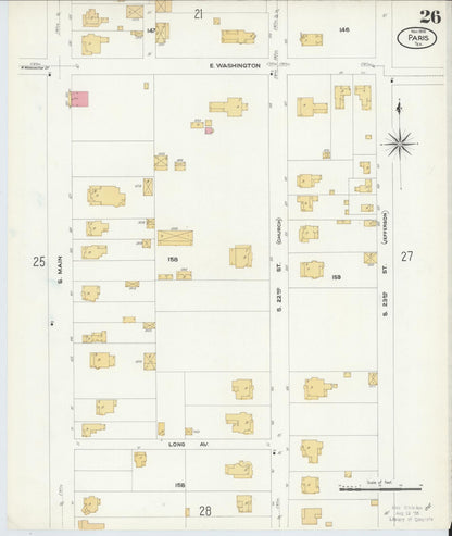 Sanborn Fire Insurance Map from Paris, Lamar County, Texas (1908), Sheet #0026 - Historic Sanborn Fire Insurance Map Print, vintage old map wall art, antique decor, genealogy gift, Texas Texas map