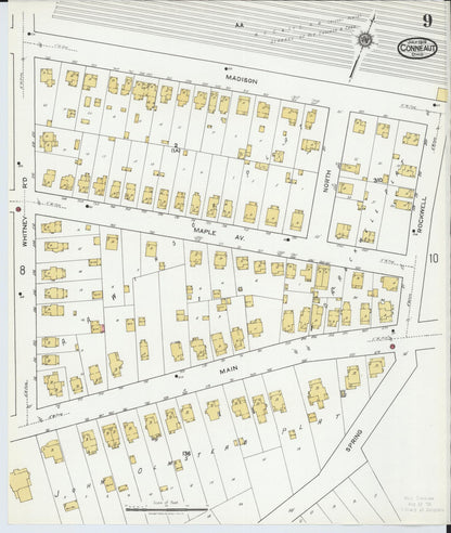 Sanborn Fire Insurance Map from Conneaut, Ashtabula County, Ohio (1919), Sheet #0009 - Historic Sanborn Fire Insurance Map Print, vintage old map wall art, antique decor, genealogy gift, Ohio Ohio map
