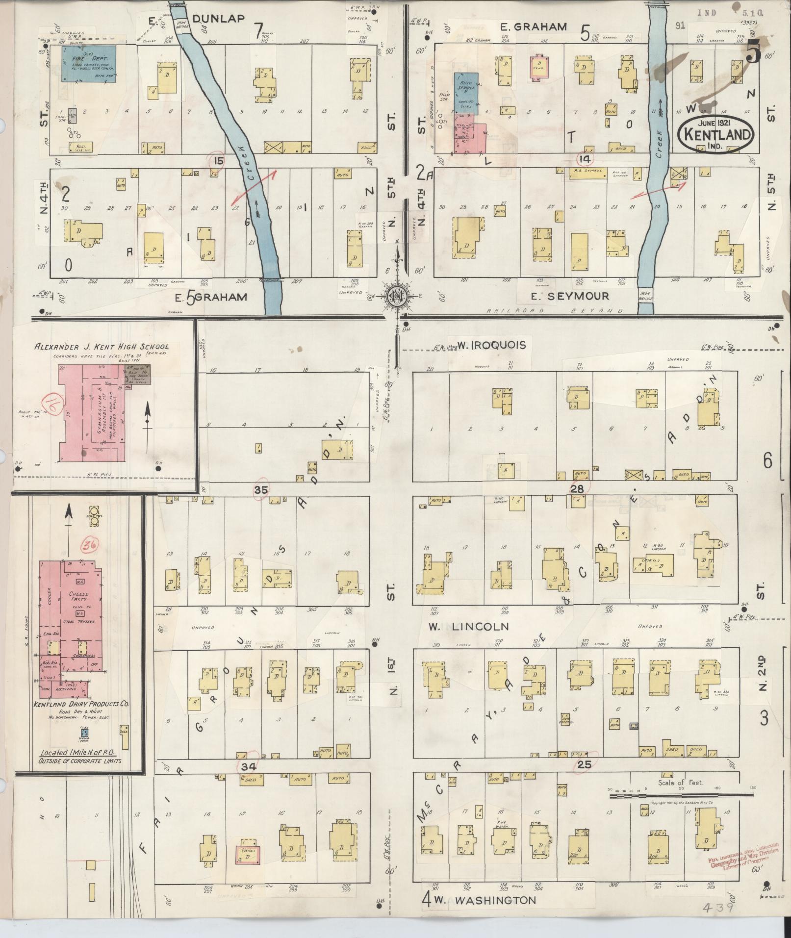 Sanborn Fire Insurance Map from Kentland, Newton County, Indiana (1942), Sheet #0005 - Complete Map Set gallery image, historic Sanborn map, vintage wall art, Indiana Indiana