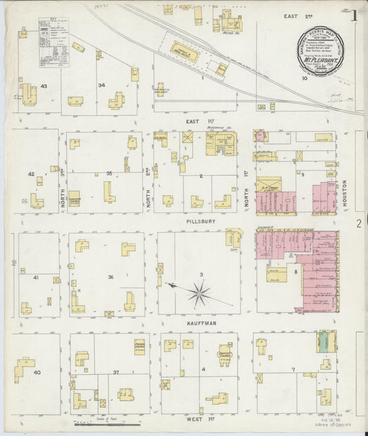 Sanborn Fire Insurance Map from Mount Pleasant, Titus County, Texas (1896), Sheet #0001 - Complete Map Set gallery image, historic Sanborn map, vintage wall art, Texas Texas