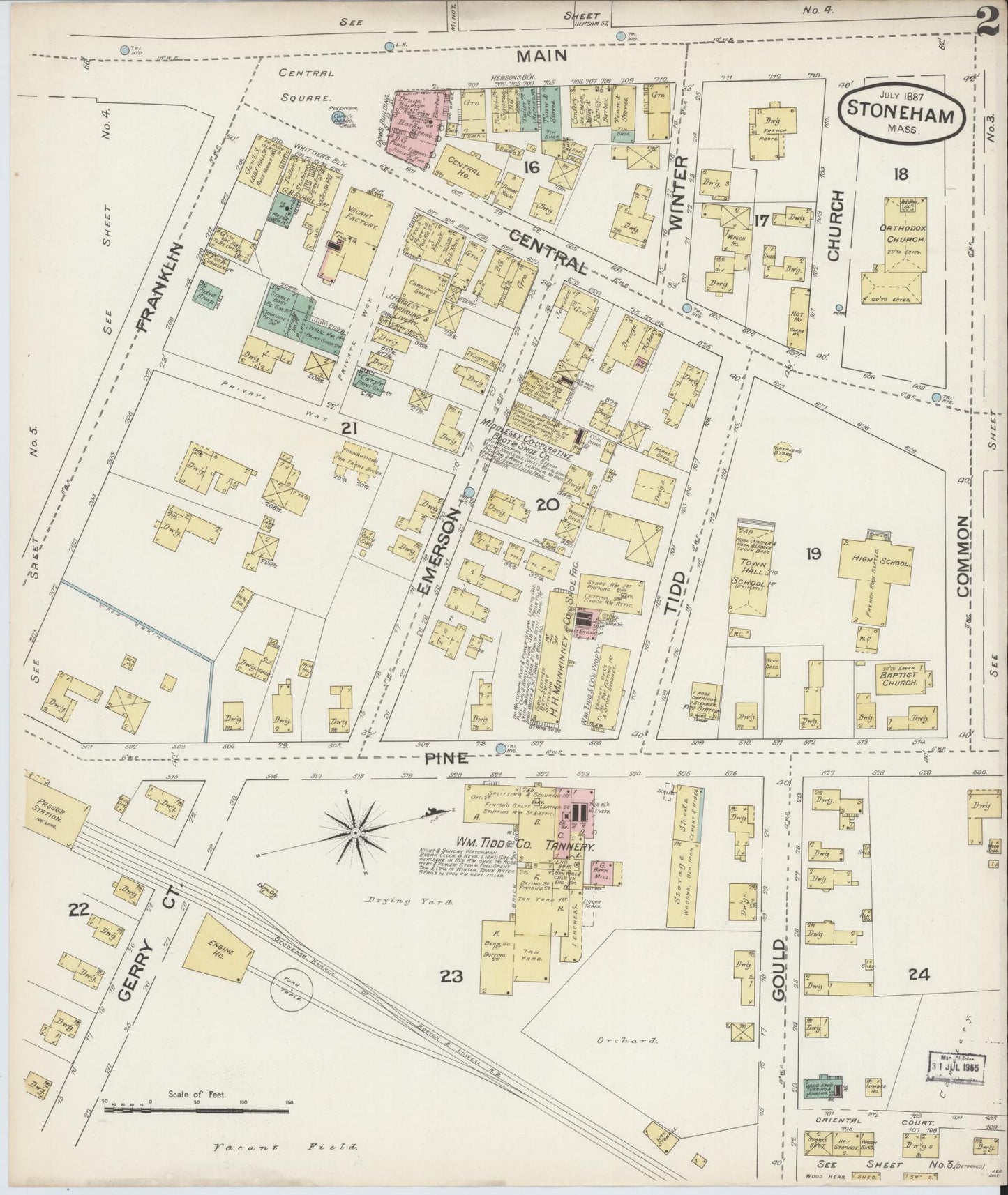 Sanborn Fire Insurance Map from Stoneham, Middlesex County, Massachusetts (1887), Sheet #0002 - Historic Sanborn Fire Insurance Map Print, vintage old map wall art, antique decor, genealogy gift, Massachusetts Massachusetts map