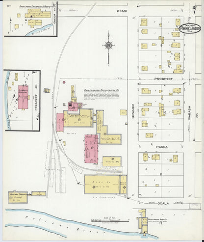 Sanborn Fire Insurance Map from Rhinelander, Oneida County, Wisconsin (1920), Sheet #0007 - Complete Map Set gallery image, historic Sanborn map, vintage wall art, Wisconsin Wisconsin