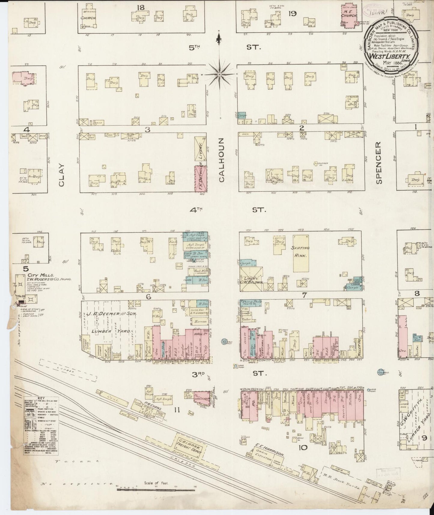 Sanborn Fire Insurance Map from West Liberty, Muscatine County, Iowa. (1886) – Map View