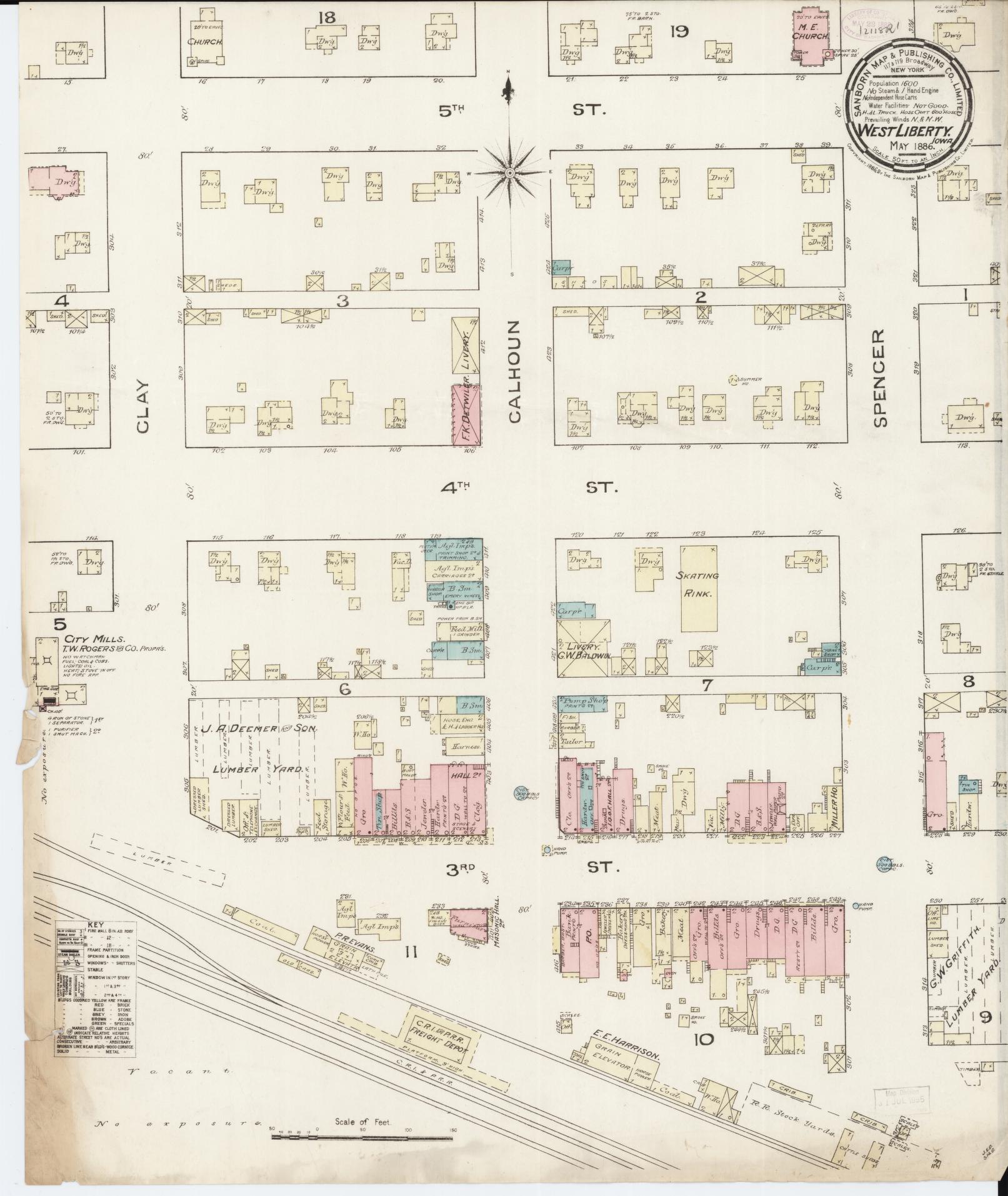 Sanborn Fire Insurance Map from West Liberty, Muscatine County, Iowa. (1886) – Map View