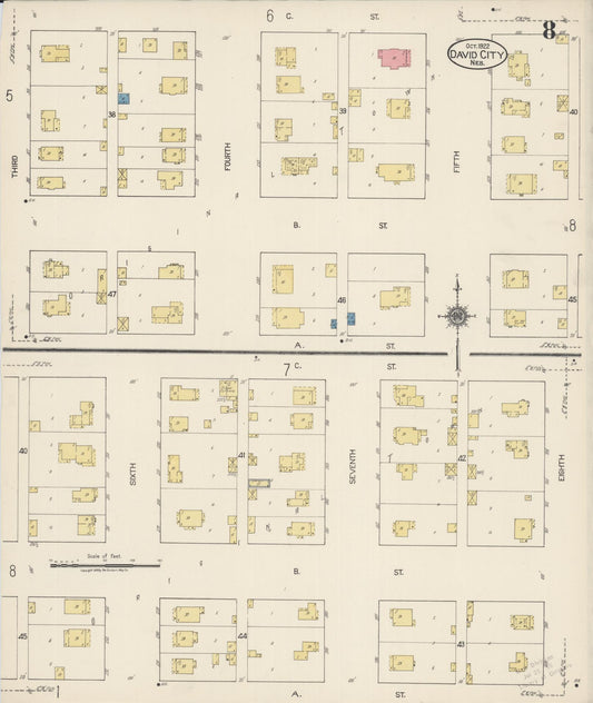 Sanborn Fire Insurance Map from David City, Butler County, Nebraska (1922), Sheet #0008 - Historic Sanborn Fire Insurance Map Print, vintage old map wall art, antique decor, genealogy gift, Nebraska Nebraska map