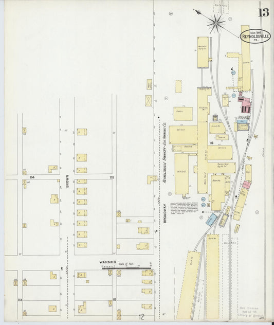 Sanborn Fire Insurance Map from Reynoldsville, Jefferson County, Pennsylvania (1906), Sheet #0013 - Historic Sanborn Fire Insurance Map Print, vintage old map wall art, antique decor, genealogy gift, Pennsylvania Pennsylvania map