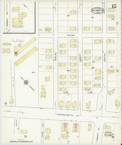 Sanborn Fire Insurance Map from Arlington, Middlesex County, Massachusetts (1914), Sheet #0015 - Complete Map Set gallery image, historic Sanborn map, vintage wall art, Massachusetts Massachusetts