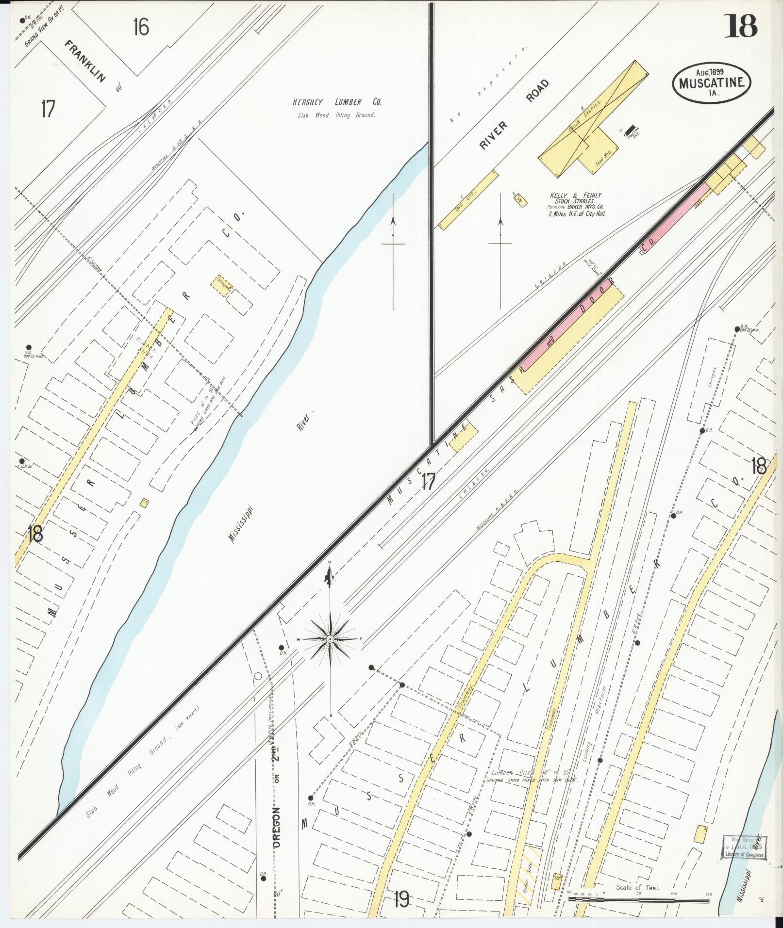 Sanborn Fire Insurance Map from Muscatine, Muscatine County, Iowa (1899), Sheet #0018 - Historic Sanborn Fire Insurance Map Print