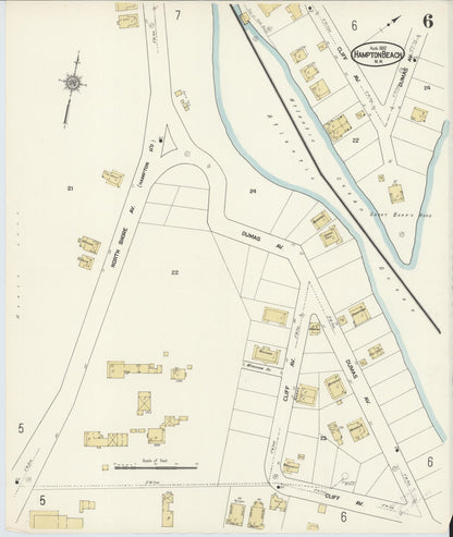 Sanborn Fire Insurance Map from Hampton Beach, Rockingham County, New Hampshire (1912), Sheet #0006 - Complete Map Set gallery image, historic Sanborn map, vintage wall art, New Hampshire New Hampshire