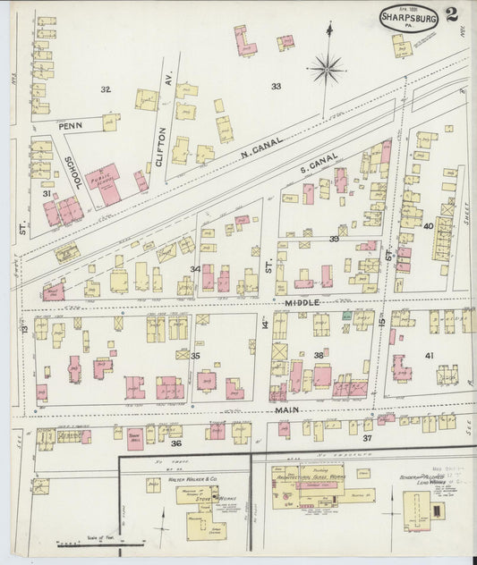 Sanborn Fire Insurance Map from Sharpsburg, Allegheny County, Pennsylvania (1891), Sheet #0002 - Historic Sanborn Fire Insurance Map Print, vintage old map wall art, antique decor, genealogy gift, Pennsylvania Pennsylvania map