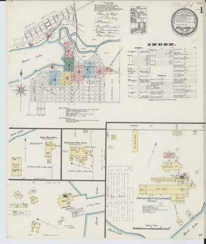 Sanborn Fire Insurance Map from Holland, Ottawa County, Michigan (1889), Sheet #0001 - Complete Map Set gallery image, historic Sanborn map, vintage wall art, Michigan Michigan