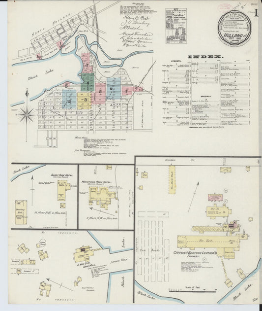 Sanborn Fire Insurance Map from Holland, Ottawa County, Michigan (1889), Sheet #0001 - Complete Map Set gallery image, historic Sanborn map, vintage wall art, Michigan Michigan