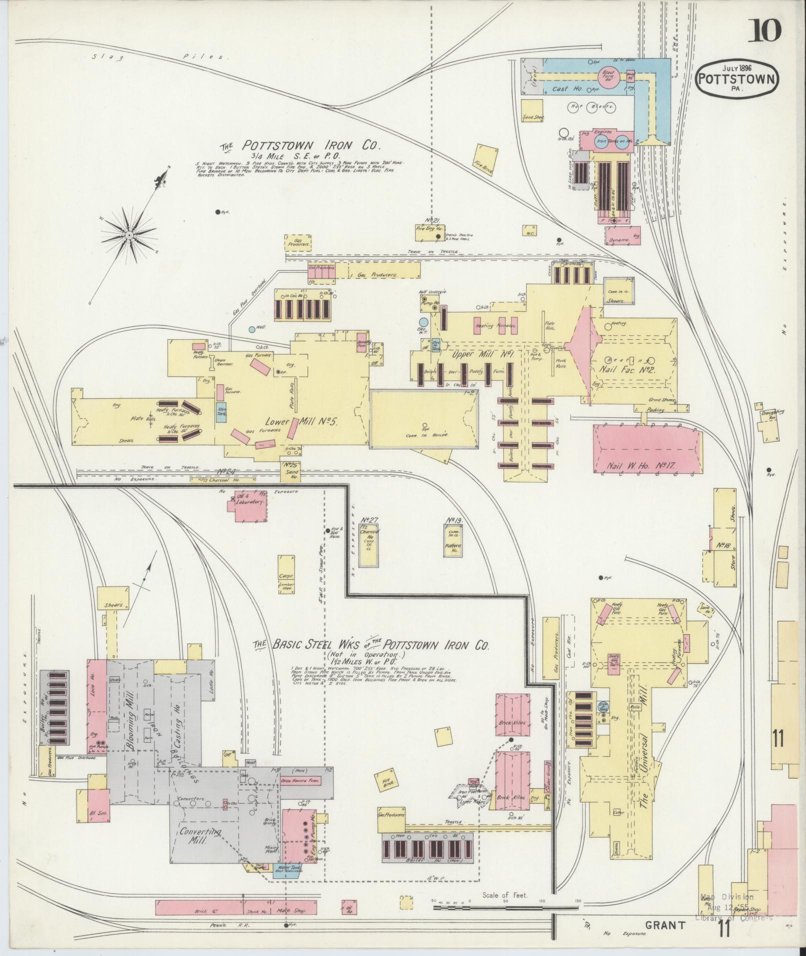 Sanborn Fire Insurance Map from Pottstown, Montgomery County, Pennsylvania (1896), Sheet #0010 - Complete Map Set gallery image, historic Sanborn map, vintage wall art, Pennsylvania Pennsylvania
