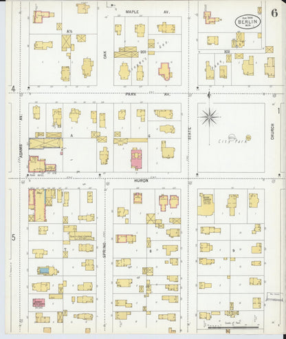Sanborn Fire Insurance Map from Berlin, Green Lake County, Wisconsin (1900), Sheet #0006 - Historic Sanborn Fire Insurance Map Print, vintage old map wall art, antique decor, genealogy gift, Wisconsin Wisconsin map