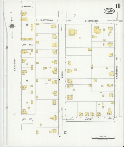 Sanborn Fire Insurance Map from Plano, Collin County, Texas (1921), Sheet #0010 - Complete Map Set gallery image, historic Sanborn map, vintage wall art, Texas Texas