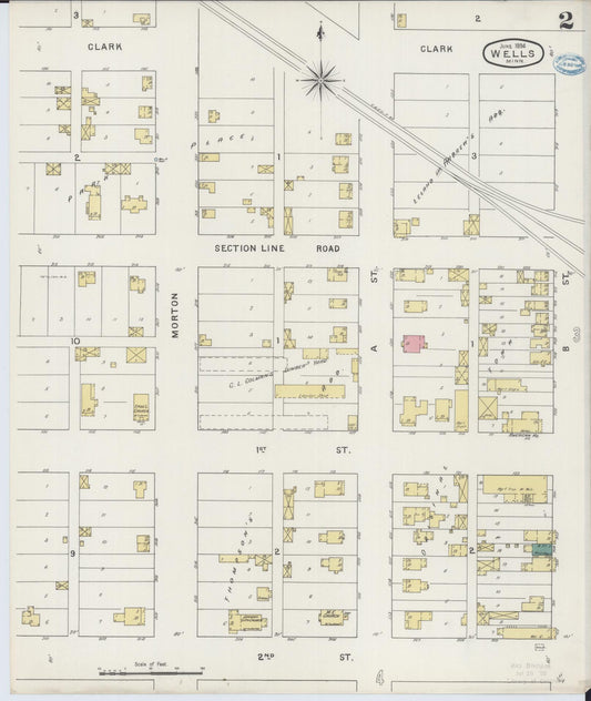 Sanborn Fire Insurance Map from Wells, Faribault County, Minnesota (1894), Sheet #0002 - Historic Sanborn Fire Insurance Map Print, vintage old map wall art, antique decor, genealogy gift, Minnesota Minnesota map