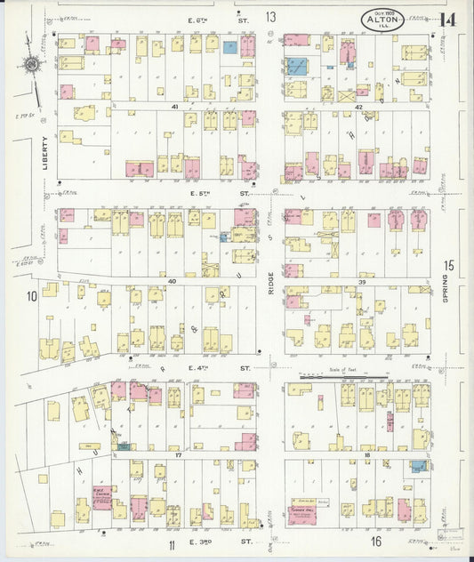 Sanborn Fire Insurance Map from Alton, Madison County, Illinois (1909), Sheet #0014 - Historic Sanborn Fire Insurance Map Print, vintage old map wall art, antique decor, genealogy gift, Illinois Illinois map
