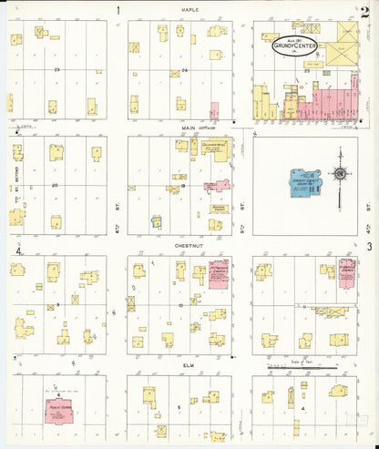 Sanborn Fire Insurance Map from Grundy Center, Grundy County, Iowa (1911), Sheet #0002 - Historic Sanborn Fire Insurance Map Print, vintage old map wall art