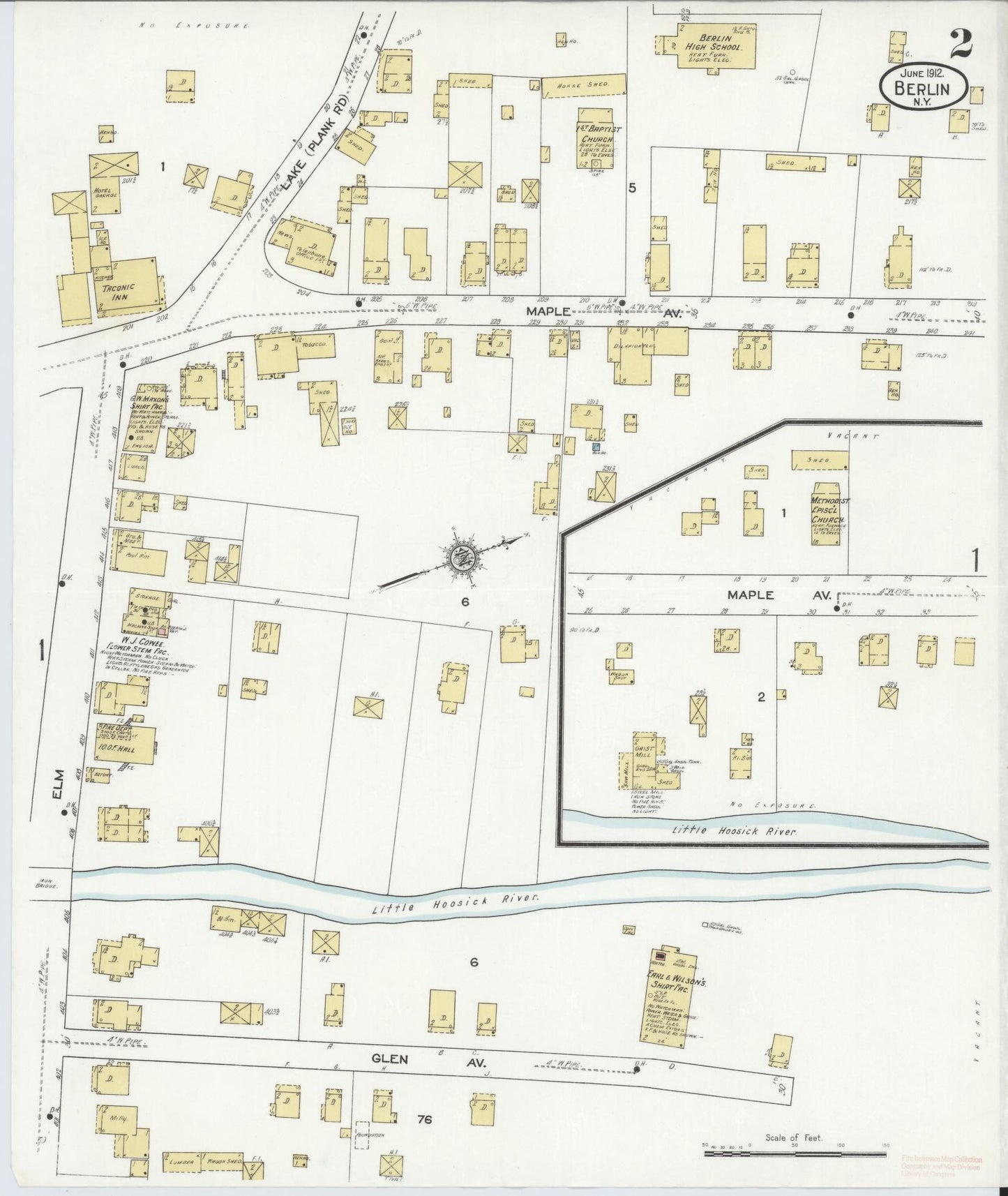 Sanborn Fire Insurance Map from Berlin, Rensselaer County, New York (1912), Sheet #0002 - Complete Map Set gallery image, historic Sanborn map, vintage wall art, New York New York