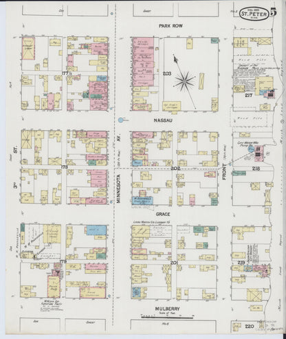 Sanborn Fire Insurance Map from Saint Peter, Nicollet County, Minnesota (1889), Sheet #0005 - Historic Sanborn Fire Insurance Map Print, vintage old map wall art, antique decor, genealogy gift, Minnesota Minnesota map