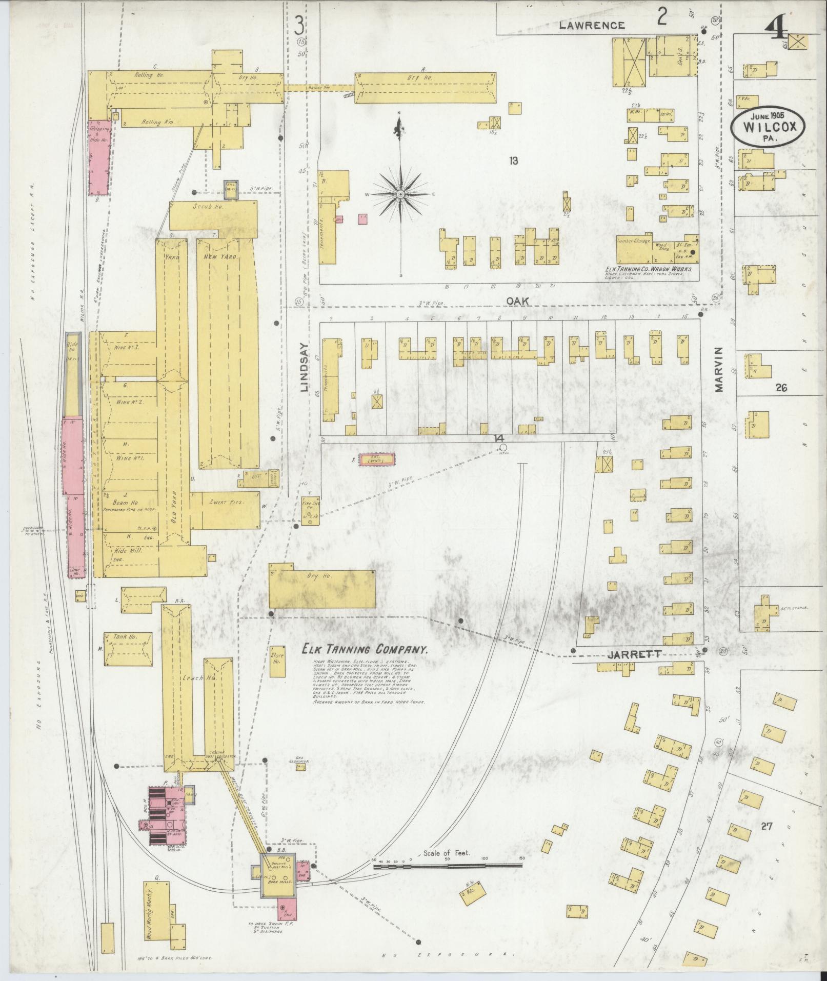 Sanborn Fire Insurance Map from Wilcox, Elk County, Pennsylvania (1905), Sheet #0004 - Complete Map Set gallery image, historic Sanborn map, vintage wall art, Pennsylvania Pennsylvania