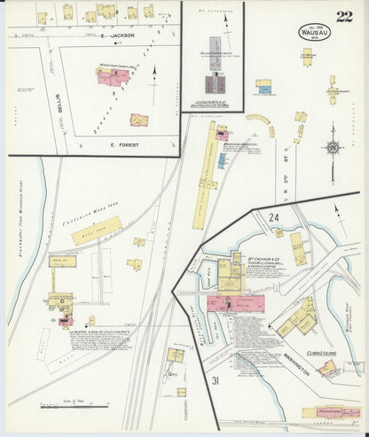 Sanborn Fire Insurance Map from Wausau, Marathon County, Wisconsin (1912), Sheet #0022 - Complete Map Set gallery image, historic Sanborn map, vintage wall art, Wisconsin Wisconsin