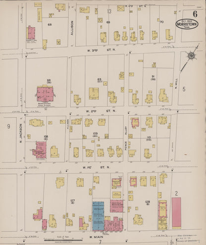 Sanborn Fire Insurance Map from Morristown, Hamblen County, Tennessee (1922), Sheet #0006 - Complete Map Set gallery image, historic Sanborn map, vintage wall art, Tennessee Tennessee
