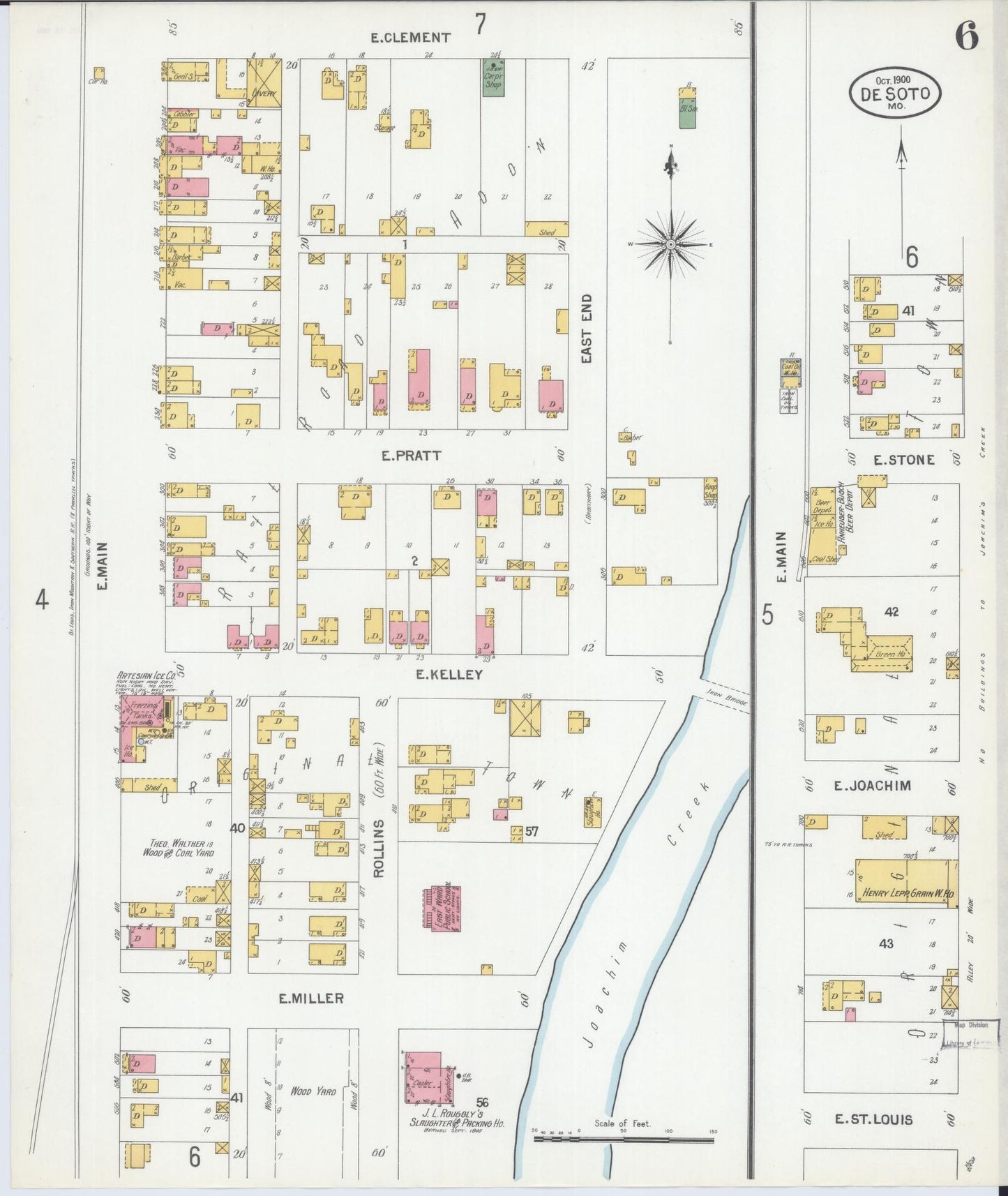 Sanborn Fire Insurance Map from De Soto, Jefferson County, Missouri (1900), Sheet #0006 - Complete Map Set gallery image, historic Sanborn map, vintage wall art, Missouri Missouri
