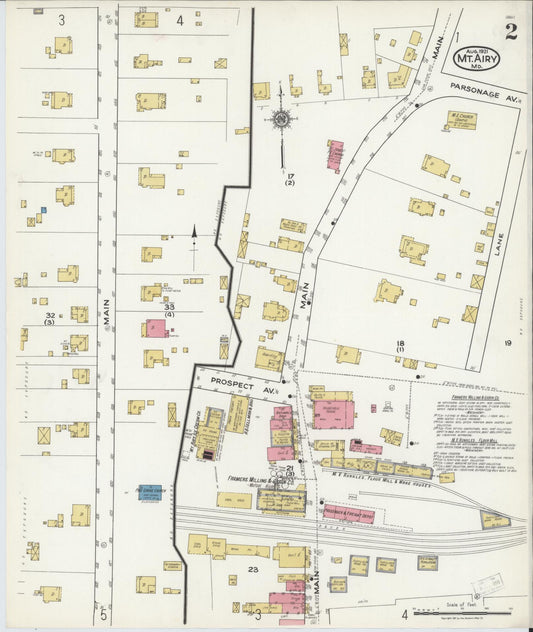 Sanborn Fire Insurance Map from Mount Airy, Carroll County, Maryland (1921), Sheet #0002 - Historic Sanborn Fire Insurance Map Print, vintage old map wall art