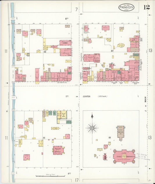 Sanborn Fire Insurance Map from Provo, Utah County, Utah (1900), Sheet #0012 - Historic Sanborn Fire Insurance Map Print, vintage old map wall art, antique decor, genealogy gift, Provo Utah map