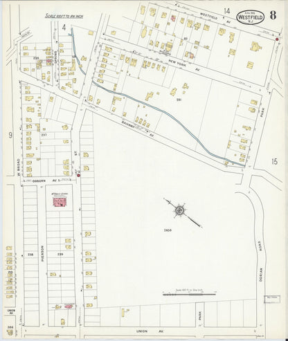 Sanborn Fire Insurance Map from Westfield, Union County, New Jersey (1916), Sheet #0008 - Complete Map Set gallery image, historic Sanborn map, vintage wall art, New Jersey New Jersey