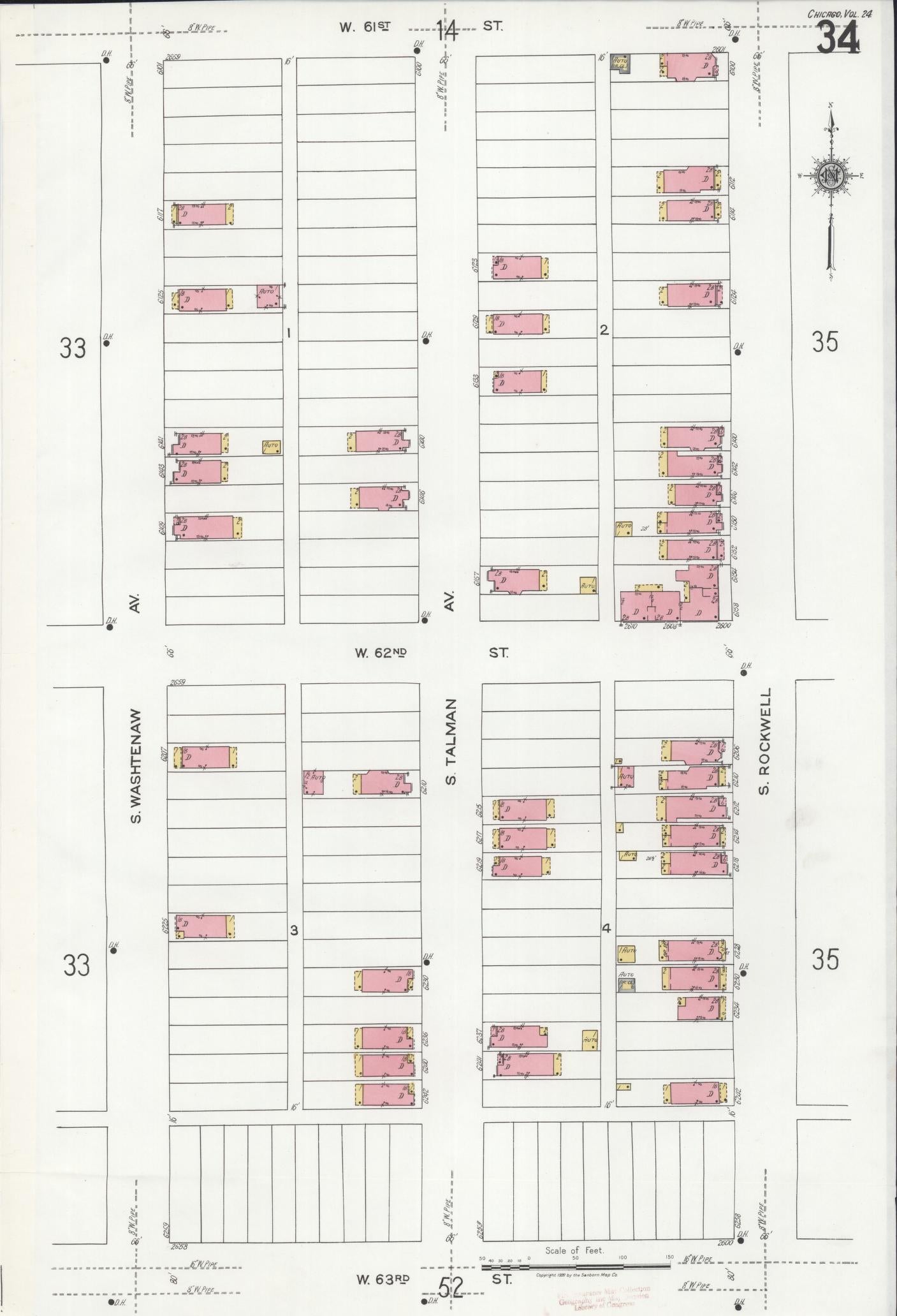 Sanborn Fire Insurance Map from Chicago, Cook County, Illinois (1920), Sheet #0034 - Historic Sanborn Fire Insurance Map Print, vintage old map wall art, antique decor, genealogy gift, Illinois Illinois map
