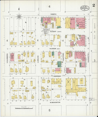 Sanborn Fire Insurance Map from Marshall, Saline County, Missouri (1900), Sheet #0002 - Complete Map Set gallery image, historic Sanborn map, vintage wall art, Missouri Missouri