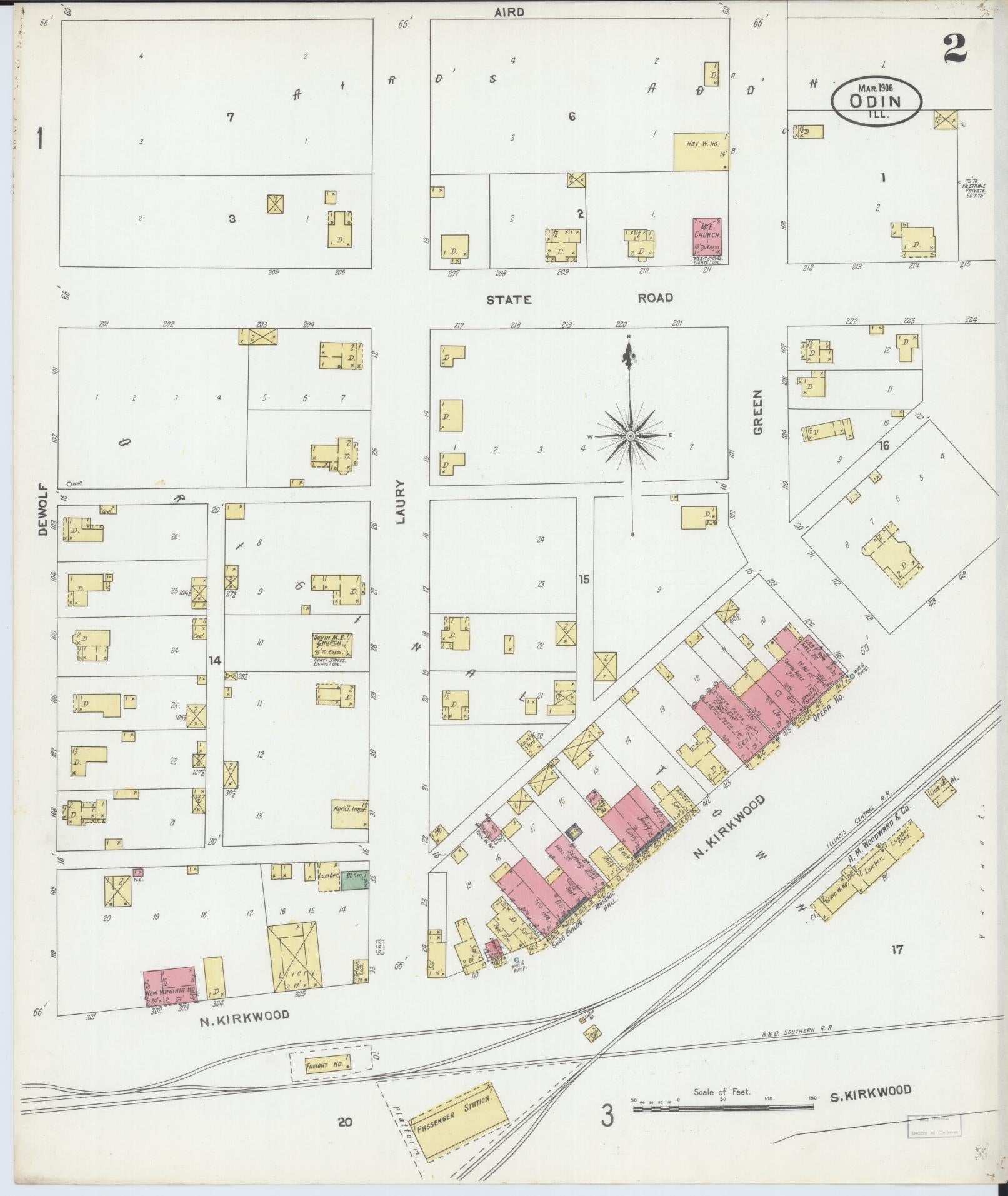 Sanborn Fire Insurance Map from Odin, Marion County, Illinois (1906), Sheet #0002 - Complete Map Set gallery image, historic Sanborn map, vintage wall art, Illinois Illinois