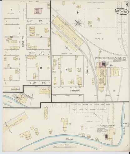 Sanborn Fire Insurance Map from Oconto, Oconto County, Wisconsin (1887), Sheet #0004 - Historic Sanborn Fire Insurance Map Print, vintage old map wall art, antique decor, genealogy gift, Wisconsin Wisconsin map