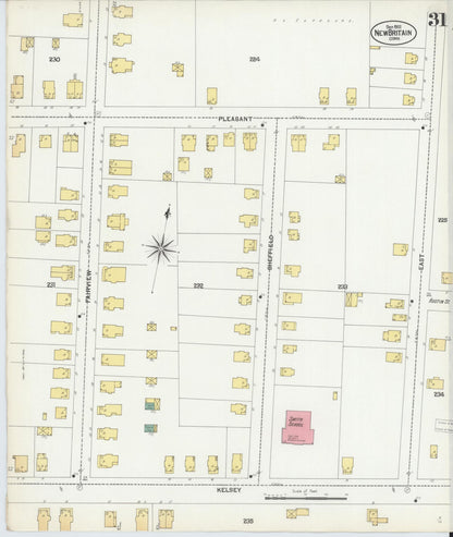 Sanborn Fire Insurance Map from New Britain, Hartford County, Connecticut (1901), Sheet #0031 - Complete Map Set gallery image, historic Sanborn map, vintage wall art, Connecticut Connecticut