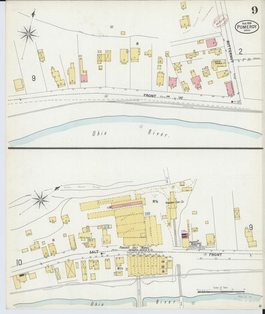 Sanborn Fire Insurance Map from Pomeroy, Meigs County, Ohio (1899), Sheet #0009 - Historic Sanborn Fire Insurance Map Print, vintage old map wall art, antique decor, genealogy gift, Ohio Ohio map