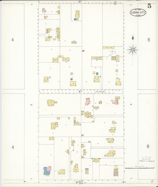 Sanborn Fire Insurance Map from Logan, Cache County, Utah (1900), Sheet #0005 - Historic Sanborn Fire Insurance Map Print, vintage old map wall art, antique decor, genealogy gift, Utah Utah map
