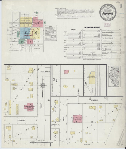 Sanborn Fire Insurance Map from Peotone, Will County, Illinois (1914), Sheet #0001 - Historic Sanborn Fire Insurance Map Print, vintage old map wall art, antique decor, genealogy gift, Illinois Illinois map