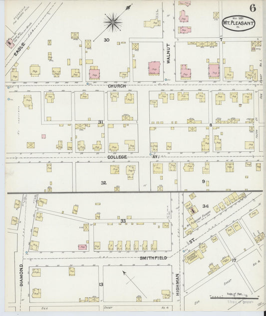 Sanborn Fire Insurance Map from Mount Pleasant, Westmoreland County, Pennsylvania (1891), Sheet #0006 - Historic Sanborn Fire Insurance Map Print, vintage old map wall art, antique decor, genealogy gift, Pennsylvania Pennsylvania map
