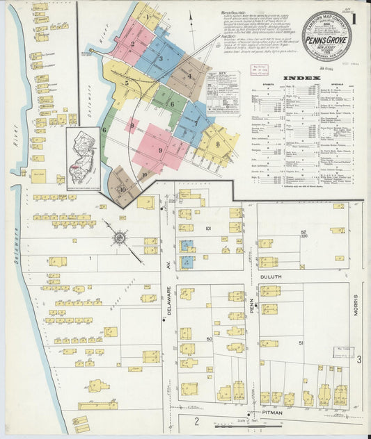 Sanborn Fire Insurance Map from Penns Grove, Salem County, New Jersey. (1915) – Historic Sanborn Fire Insurance Map Print