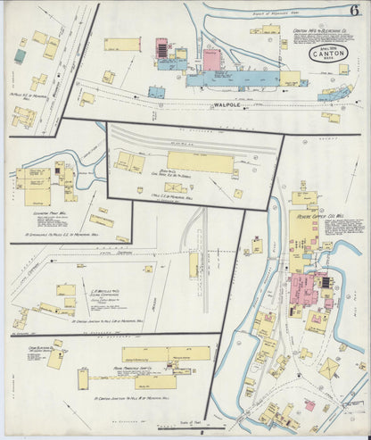 Sanborn Fire Insurance Map from Canton, Norfolk County, Massachusetts (1896), Sheet #0006 - Complete Map Set gallery image, historic Sanborn map, vintage wall art, Massachusetts Massachusetts