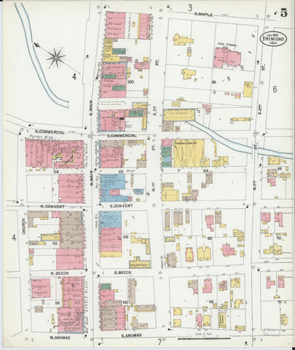 Sanborn Fire Insurance Map from Trinidad, Las Animas County, Colorado (1901), Sheet #0005 - Complete Map Set gallery image, historic Sanborn map, vintage wall art, Colorado Colorado