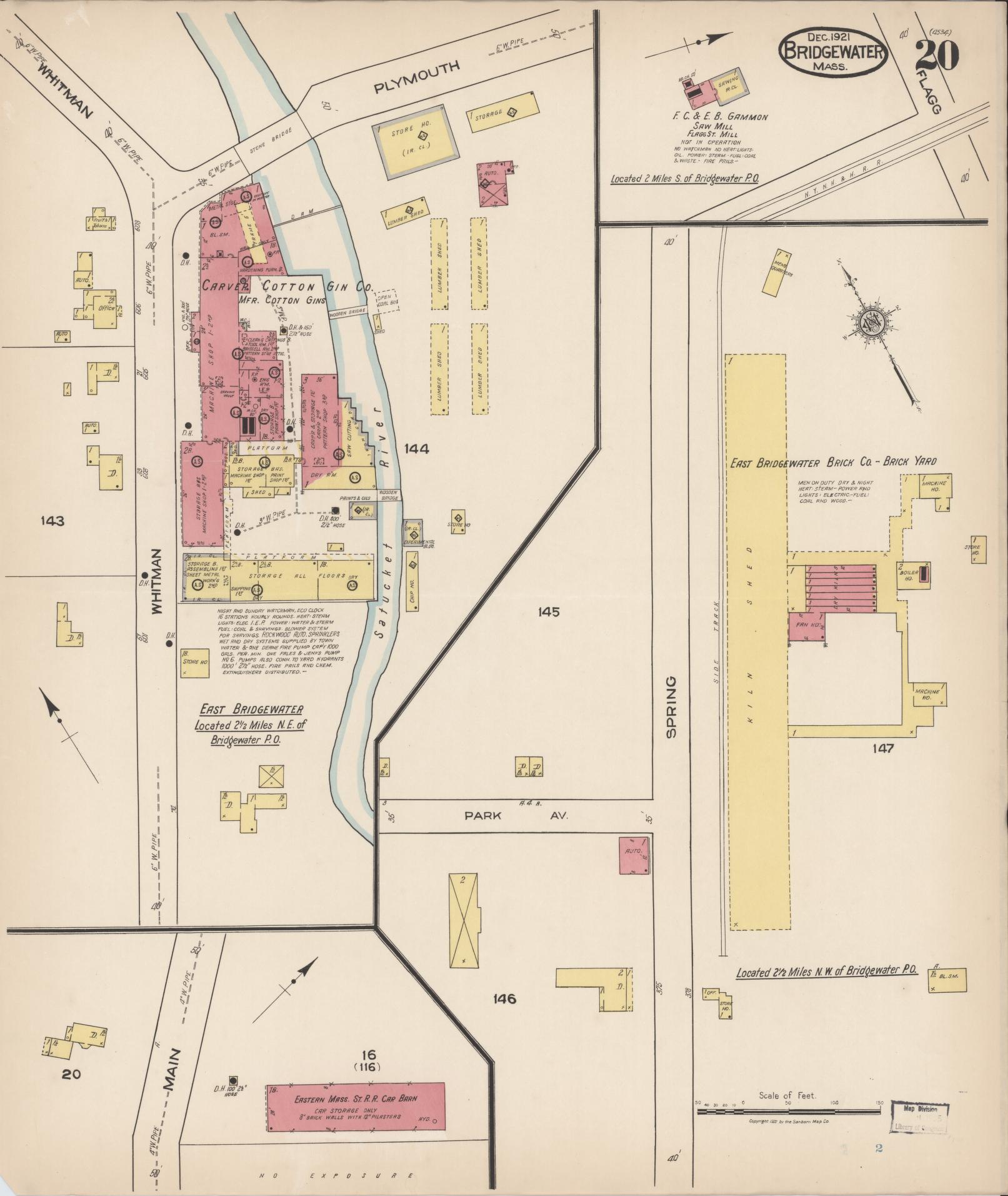 Sanborn Fire Insurance Map from Bridgewater, Plymouth County, Massachusetts (1921), Sheet #0020 - Complete Map Set gallery image, historic Sanborn map, vintage wall art, Massachusetts Massachusetts