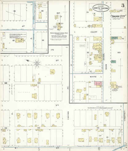 Sanborn Fire Insurance Map from North Yakima, Yakima County, Washington (1897), Sheet #0003 - Complete Map Set gallery image, historic Sanborn map, vintage wall art, Washington Washington