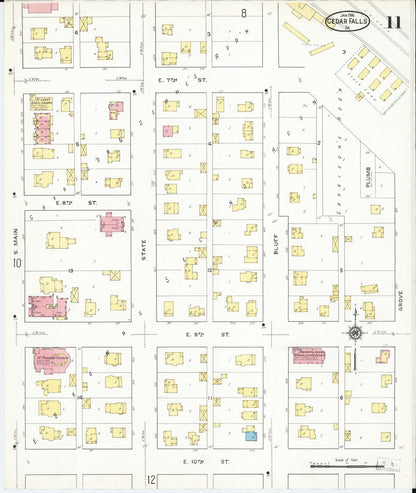 Sanborn Fire Insurance Map from Cedar Falls, Black Hawk County, Iowa (1916), Sheet #0011 - Historic Sanborn Fire Insurance Map Print