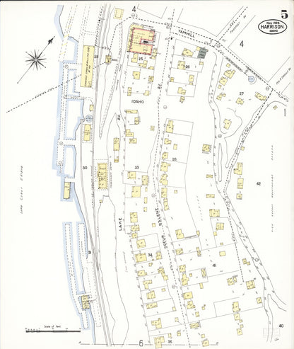 Sanborn Fire Insurance Map from Harrison, Kootenai County, Idaho (1908), Sheet #0005 - Complete Map Set gallery image, historic Sanborn map, vintage wall art, Idaho Idaho